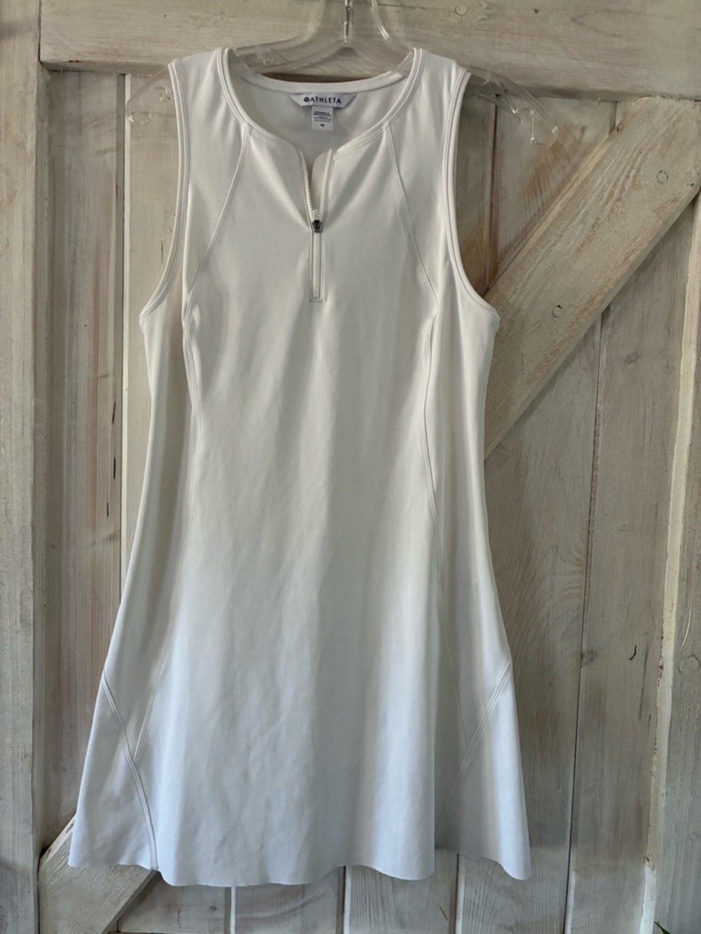 Athleta White Sleeveless Zip-Front Active Dress